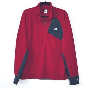The North Face Flight Series Mens L Red Gray 1/4 Zip Fleece Pullover Gorpcore